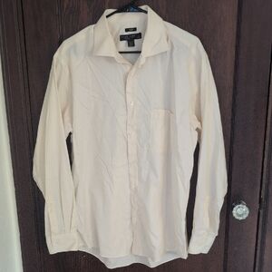 Pronto Uomo Yellow Cream Non Iron Slim Fit Long Sleeve Button Down Shirt Size 17